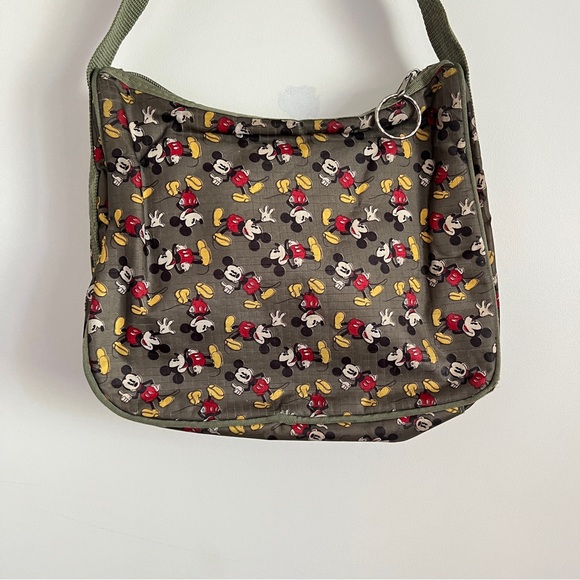 Disney Mickey Mouse Olive Green Nylon Shoulder Bag - Picture 5 of 11